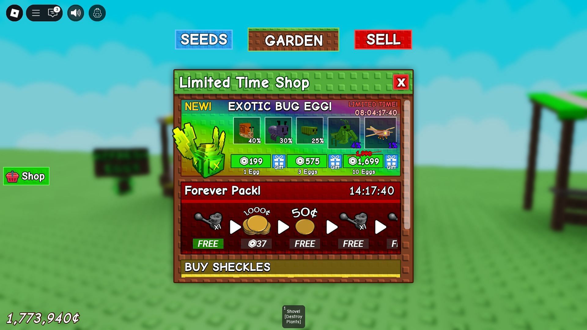 Purchase a Bug Egg for 199 Robux (Image via Roblox)